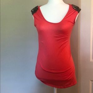 Tank Top with Beaded Shoulder Embellishment